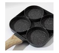 Poêle à Omelette Antiadhésive 4 Trous - Poêle à Frire Multi-Compartiments pour Œufs, Pancakes et Burgers - Effet Pierre