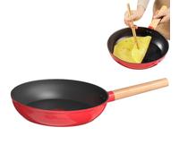 Poêle à omelette antiadhésive, en d'aluminium, anti-adhésive, antidérapante, avec poignée en bois, pour la maison, l'hôtel, le restaurant, la cantine