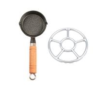 Poêle à omelette avec revêtement anti-adhésif avec poignée en fer ou poignée en bois pour choisir un trou de poêle à frire pré-assaisonné pour ranger la cuisine