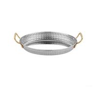 Poêle à Paella Acier Inoxydable 16cm Poignées(sliver 14cm) | pour surface antiadhésive naturelle, cuisson saine huile, pour idéal pour paella traditionnelle, 14cm compact
