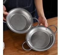 Poêle à Paella Acier Inoxydable 28cm Poignées Ergonomiques(24cm) | Acier inoxydable épais, poignées ergonomiques, résistance rouille, 28cm pour idéal famille, lavage facile