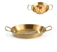 Poêle à Paella Dorée Avec Poignées, Poêle à Paella Espagnole En Acier Inoxydable, Poêles Volantes De Camping, Assiette à Homard De Fruits De Mer à Double Poignée, Ustensiles De Cuisine à Paella Pour L