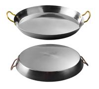 Poêle à paella en acier inoxydable avec double poignée - Grande poêle commerciale de 36/40/45 cm, sans revêtement antiadhésif, idéale pour le camping et les repas en groupe, compatible four