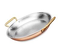 Poêle à paella espagnole à double poignée Tri-Ply Anti-Stick Skillet Griddle Pan Friture Pan Seapaella Pot pour la maison Restaurant/Rose gold/28 cm