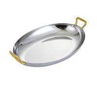 Poêle à paella espagnole en acier inoxydable avec doubles poignées, plat à paella ovale aux fruits de mer, poêle à frire antiadhésive non revêtue pour la maison ou les restaurants,