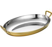 Poêle À Paella Espagnole Ovale Avec Double Poignées Anti-brûlure, Poêle À Paella Aux Fruits De Mer En Acier Inoxydable 304, Ustensiles De Cuisine For Poêle Restaurant Camping (Size : Style 3_40cm)