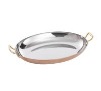 Poêle À Paella Espagnole Ovale En Acier Inoxydable, Ustensiles De Cuisine Avec Double Poignée, Assiette Homard Aux Fruits Mer Espagnols For La Domicile(Rose Gold,30CM/11.8 inches)