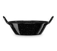 briebe Poêle à paella émaillée Honda à induction 40 cm, acier émaillé, casserole 9 l, convient pour vitrocéramique, feu, gaz, four, soulèvement noir chiné