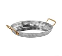 Poêle à Paella Ovale Acier 14cm Poignées Doubles Poêle à Paella(sliver 16cm)
