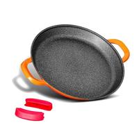 Poêle à paella professionnelle, grande poêle à frire de 40 cm, aluminium, revêtement en marbre antiadhésif, sans produits chimiques, pour tous les feux à induction, passe au four
