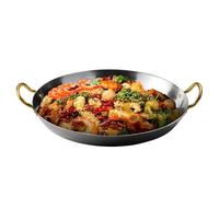 Poêle à paella ronde en acier inoxydable avec double poignée rivetée - 36/40/45 cm Poêle à frire Poêles à omelette Poêle à griller antiadhésive non revêtue pour toutes les recettes de riz, f