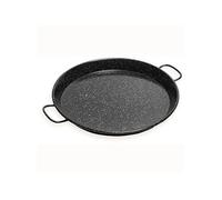Poêle à Paella Valencienne Émaillée 42cm, Acier Émaillé Antiadhésif, 10 Portions Noir PAN42