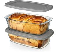 Poêle à pain en verre avec couvercle, 1,8 l, for pain grillé, pain de viande, rectangulaire, Mode de cuisson du gâteau au fromage, passe au micro-ondes et au four, en Pyrex, 2 pièces Pour GâTeaux