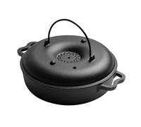 Poêle à patates douces en fonte avec couvercle - Plat à rôtir durable pour patates douces et maïs, passe au four intérieur et prêt à l'extérieur, parfait pour les barbecues, les pique-niques et les