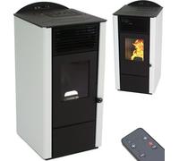 Poêle à pellets 9,5kW cheminée à pellets chauffage poêle à bois A+ blanc 56302
