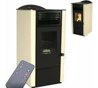 Poêle à pellets 9,5kW cheminée à pellets chauffage poêle à bois A+ ivoire 56301