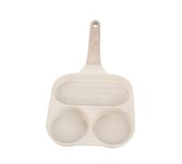 Poêle à petit-déjeuner 3 en 1 en alliage d'aluminium antiadhésive avec manche en bois pour la cuisson des œufs, des crêpes au bacon, légère, facile à nettoyer, ustensiles de (Type universel)