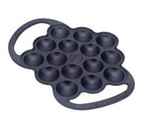 Poêle à Poffertjes en Fonte Assaisonnée 15 Cavités pour Mini Pancakes, Blinis, Victoria, 36.225, , Noir Noir