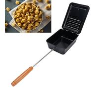 Poêle à Pop-corn Manuelle en Fer Premium avec Poignée en Bois - Cuve Profonde pour Cuisson sur Cuisinière Gaz, Électrique ou Vitrocéramique - Accessoire Cuisine pour Popcorn Maison