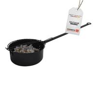 Poêle à pop-corn pour feu de camp, barbecue, avec long manche et couvercle grillagé, parfaite pour le camping / machine à pop-corn