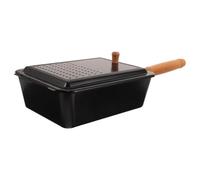 Poêle à Pop-corn Rectangulaire en Fer, Couvercle Ventilé, Manche Bois | Ouverture Large, Fond Plat, Versement D’une Main, Cuisson sans Brûler, pour Plaques à Induction ou Vitrocéramiques