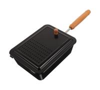 Poêle à Popcorn en Fer Rectangulaire avec Couvercle Ventilé et Manche | Fond Plat, Ouverture Large, Cuisson Homogène, des Éclaboussures, pour Cuisinières à Induction, Familles et Soirées Cinéma