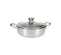 Poêle à Sauter en Inox Premium Antiadhésif en Nid d'Abeille avec Couvercle 24cm Cheffinger Argent