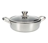 Poêle à Sauter en Inox Premium Antiadhésif en Nid d'Abeille avec Couvercle 28cm Cheffinger Argent Argent