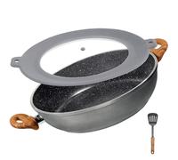 Poêle à servir sauteuse 28 cm | avec couvercle - Aspect bois
