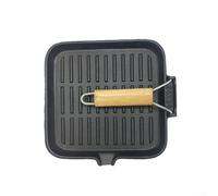 Poêle à steak carrée en fonte avec poignée pliable, poêle plate épaisse avec surface rayée pour une cuisson homogène de la chaleur, disponible en 20 cm et 24 cm pour une utilisation domestique en