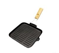 Poêle à steak carrée en fonte avec poignée pliante et motif à rayures, 20/24 cm, poêle plate pour rôtir des steaks, répartition uniforme de la chaleur pour la maison, rangement (20 cm)