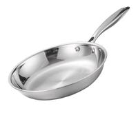 Poêle à steak en acier inoxydable - 20 à 28 cm - Poêle à frire et sautée - Poêle profonde non revêtue pour plaques à induction et cuisinières à gaz (26 cm)