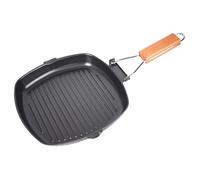 Poêle à steak, poêle à griller antiadhésive en acier au carbone 9 x 9 pouces avec poignée pliable, gril carré portable pour griller du bacon, des steaks et des viandes.