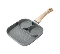 Poêle à œufs antiadhésive avec design 2 tasses | Poêle à omelette en aluminium | pour cuisinières à gaz et à induction | Poignée en bois résistante à la chaleur | pour la cuisson du petit déjeuner