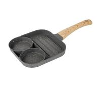 Poêle à œufs au plat à 2 trous avec manche en bois pour cuisinière à gaz et à induction, revêtement