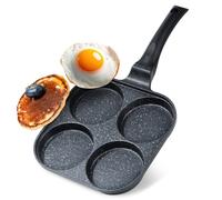 Poêle à Œufs au Plat Granit 22x22cm Poêle 4 Trous GRANDE Crêpes Cuisine