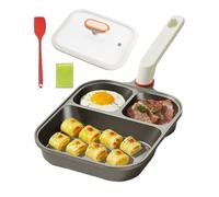 Poêle à œufs en titane antiadhésive - Poêle à petit déjeuner multi-compartiments | Poignée résistante à la chaleur avec couvercle, pour faire frire des œufs, du bacon, des crêpes sur induction au gaz