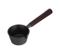 Poêle à Œufs et Bec Verseur Noire Mini avec Poignée en Bois en Fonte | Chauffe Uniforme, Format Compact pour Petites Cuisines, Finition Simple, Prise en Main Facile, Usage Portions