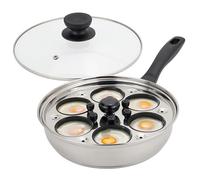 Poêle à œufs pochés, pocheuse à œufs, 6 tasses, poêle pocher antiadhésive en acier inoxydable avec couvercle en verre et poignée, chauffage uniforme et isolation thermique, marmite pour la cuisine