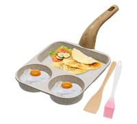 Poêle à œufs | Poêle à petit-déjeuner antiadhésive à 3 sections avec spatule et brosse | Casserole divisée pour une préparation des repas dans la cuisine, la salle à manger, les œufs, le