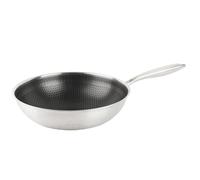 Poêle à wok en acier inoxydable 30 cm - Wok profond à induction avec structure alvéolée & anti-adhésive - Pour les plats asiatiques, gaz & électrique