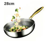 Poêle acier inoxydable 316 Poêle Inox 28cm Sauteuse grand chef Poêle à frire antiadhésive Compatible induction et tous feux