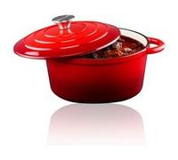Alpina Casserole en fonte émaillée avec couvercle Ø 24 cm Toutes sources de chaleur Rouge