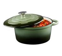 alpina Cocotte Fonte Émaillée 3,8 L Ø 24 cm - Faitout Induction avec Couvercle - Cocotte Lave-Vaisselle - Toutes Sources de Chaleur - Vert