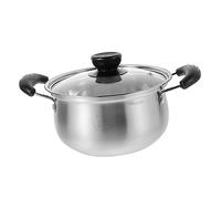 Poêle antiadhésive en acier inoxydable avec couvercle - Pot à nouilles instantanées - Utilisation quotidienne - Casserole à nouilles en acier inoxydable - Casserole à double poignée - Sauce à