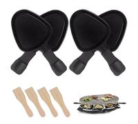 Poêle au fromage grillé, 4pcs non-bâton Triangulaire Racette Fromage Melter avec une spatule en bois de 4pcs, poêle à grill pour la maison de cuisine Camping Grill