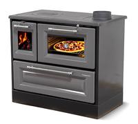 4012 Poêle à bois avec compartiment de cuisson et plaque de cuisson Gris 8 kW Poêle à bois multi-occupation Cheminée Four de cuisine