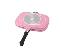 Poêle Chauffante Uniforme Antiadhésive Double Face, pour Cuisinière à Gaz, Barbecue, Fournitures de Cuisine (PINK)