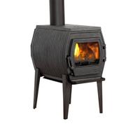 Poêle-cheminée en fonte Globe Fire Charon I avec panneau de vision frontale
