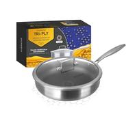 Poêle de 28 cm avec couvercle Tri-ply à 3 couches, Gris